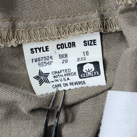 Vintage 80s Cherokee Pants Womens 18 Tan Brown Pleated Tapered Bareback Preppy - Picture 5 of 11